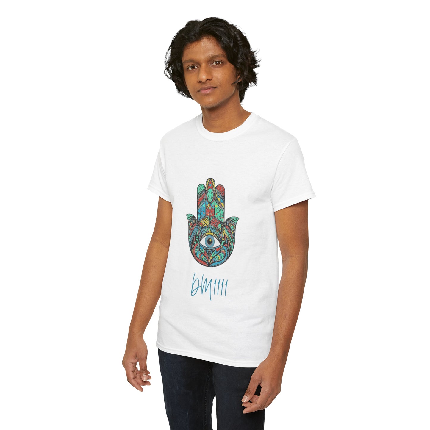 Green Hamsa Hand Eye DM1111 Unisex Heavy Cotton Tee