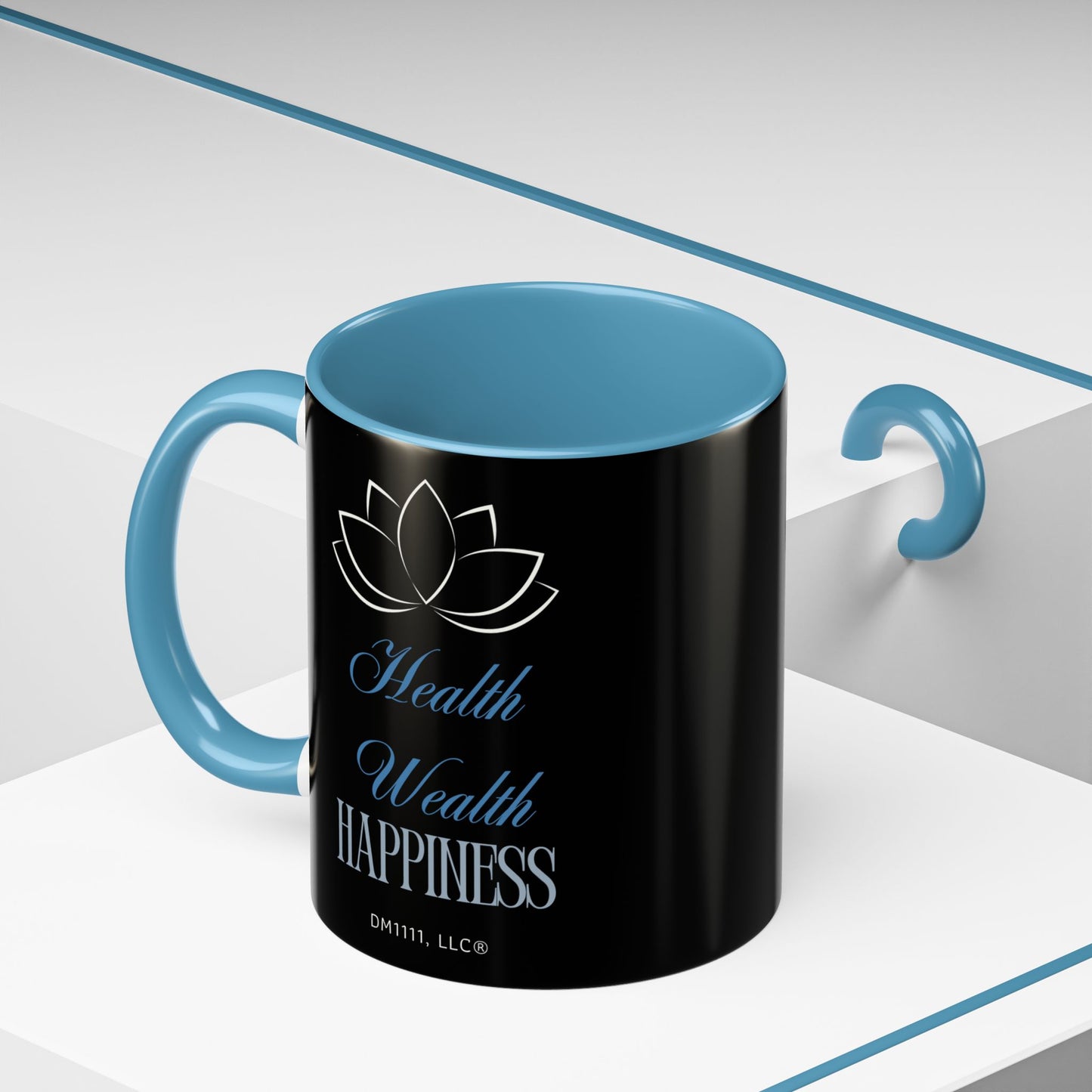 DM1111 "Health, Wealth, Happiness" Accent Coffee Mug (11, 15oz)