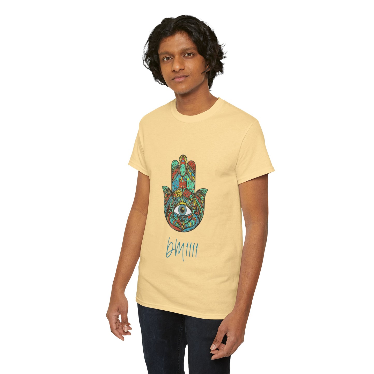 Green Hamsa Hand Eye DM1111 Unisex Heavy Cotton Tee