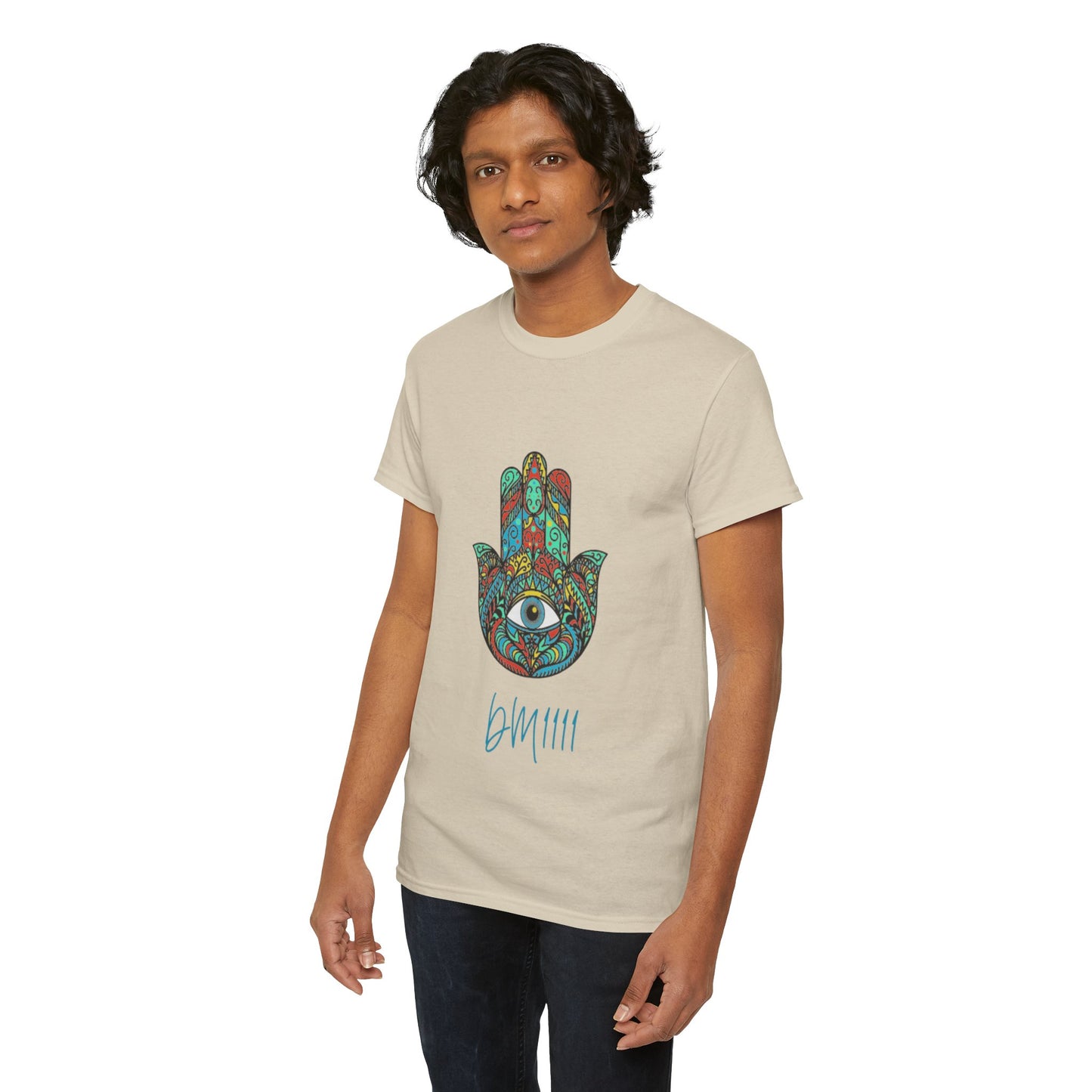 Green Hamsa Hand Eye DM1111 Unisex Heavy Cotton Tee