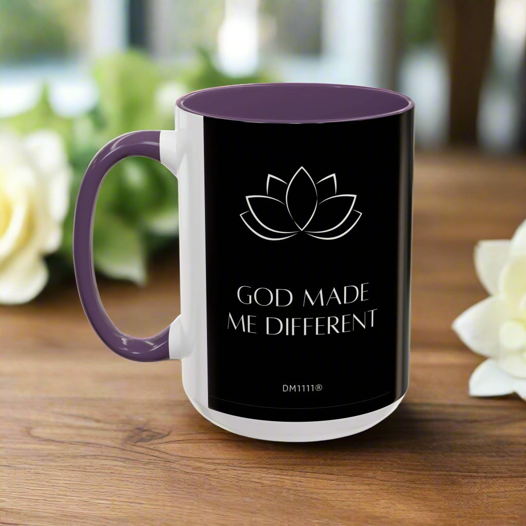 DM1111 "GOD Made Me Different" Accent Coffee Mug (11, 15oz)