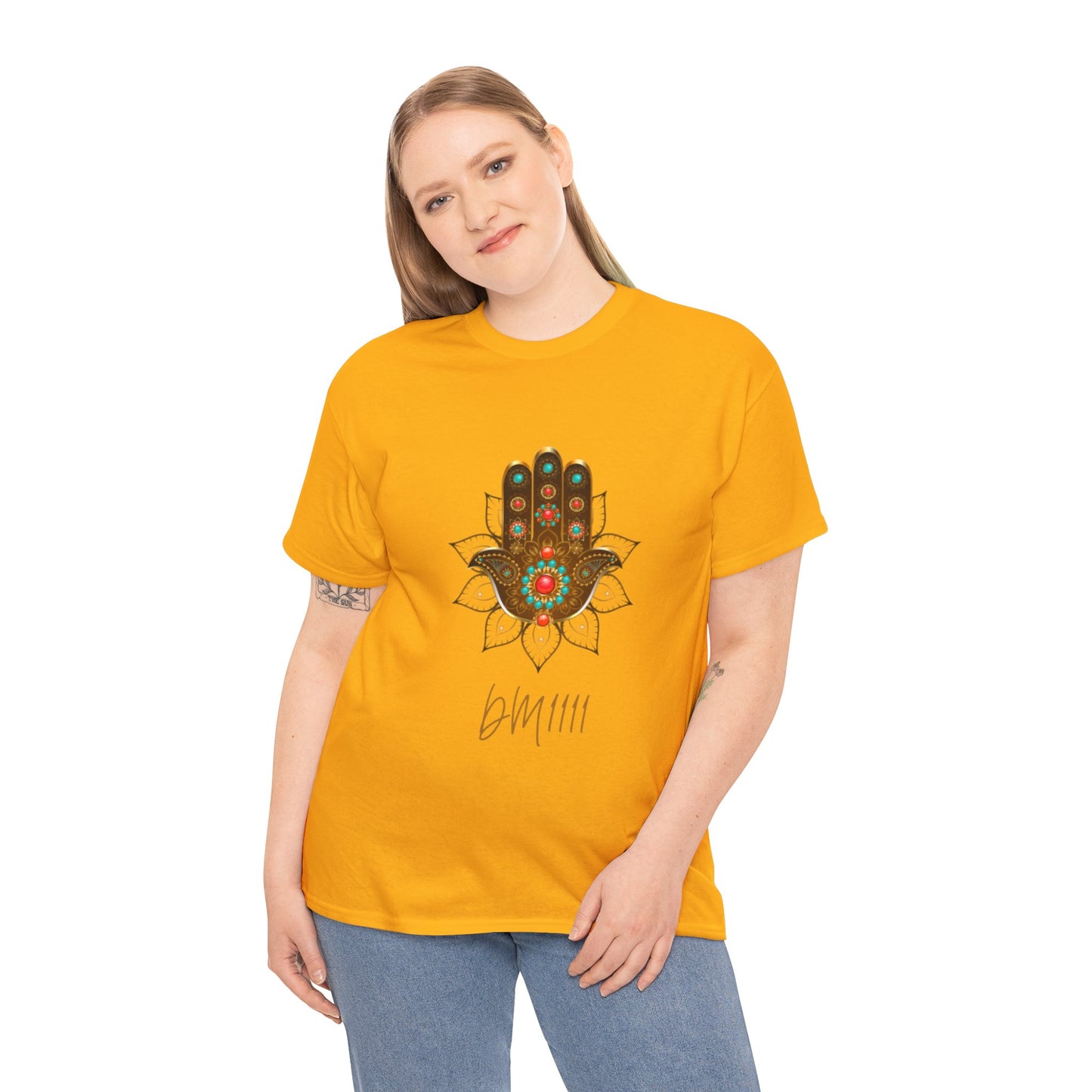 Gold Hamsa Hand DM1111 Unisex Heavy Cotton Tee