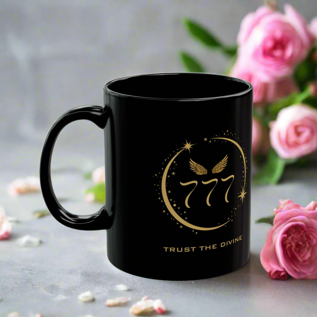 Angel 777 Affirmation DM1111 Black Mug (11oz, 15oz)