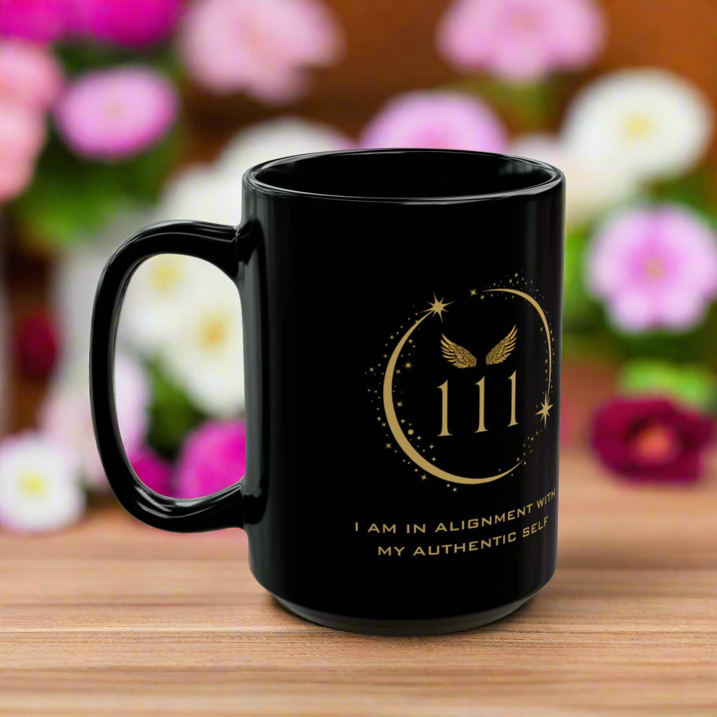 Angel 111 Affirmation DM1111 Black Mug (11oz, 15oz)