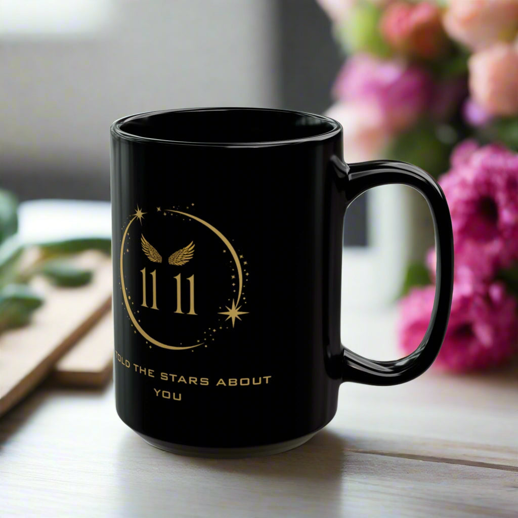 Angel 1111 Affirmation DM1111 Black Mug (11oz, 15oz)