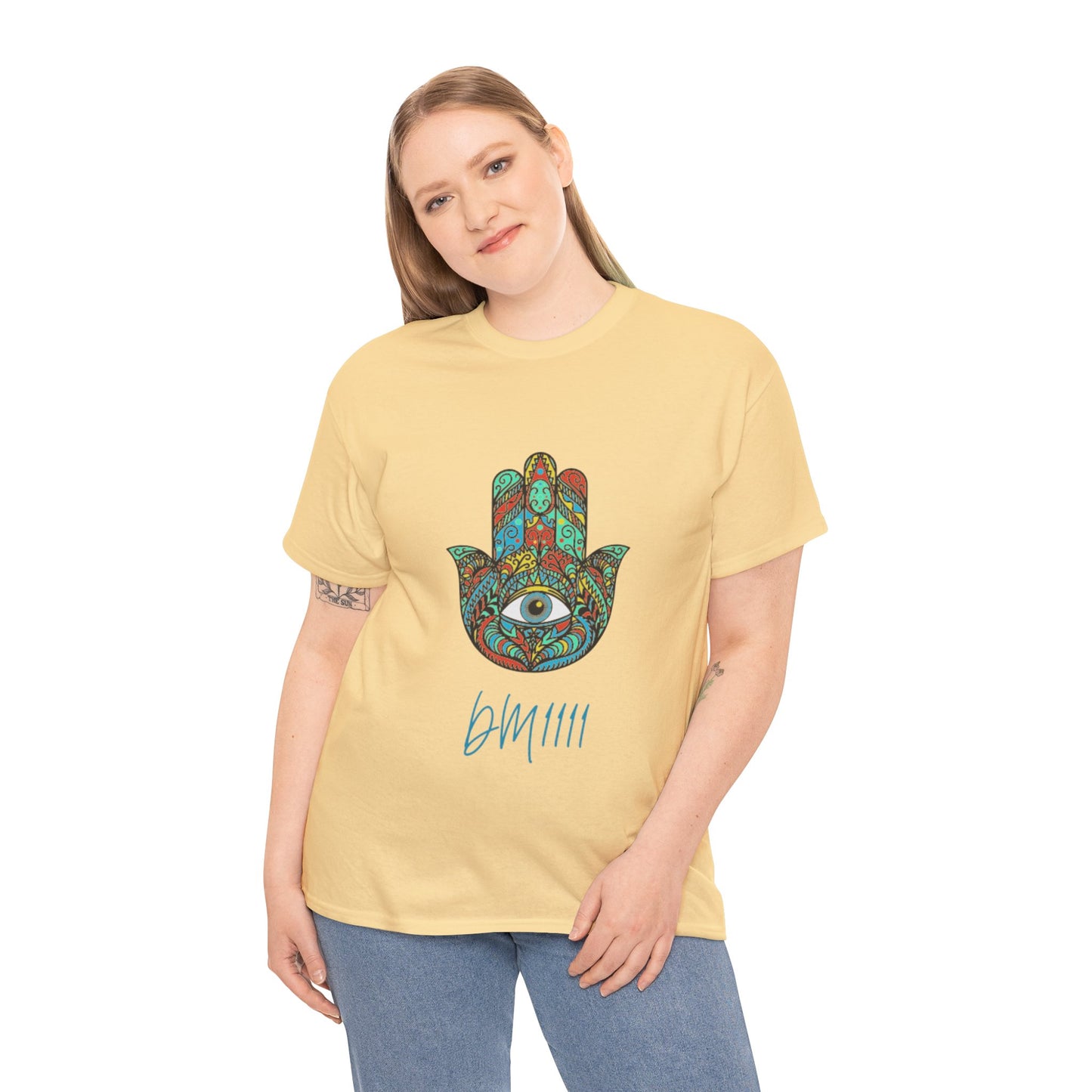 Green Hamsa Hand Eye DM1111 Unisex Heavy Cotton Tee