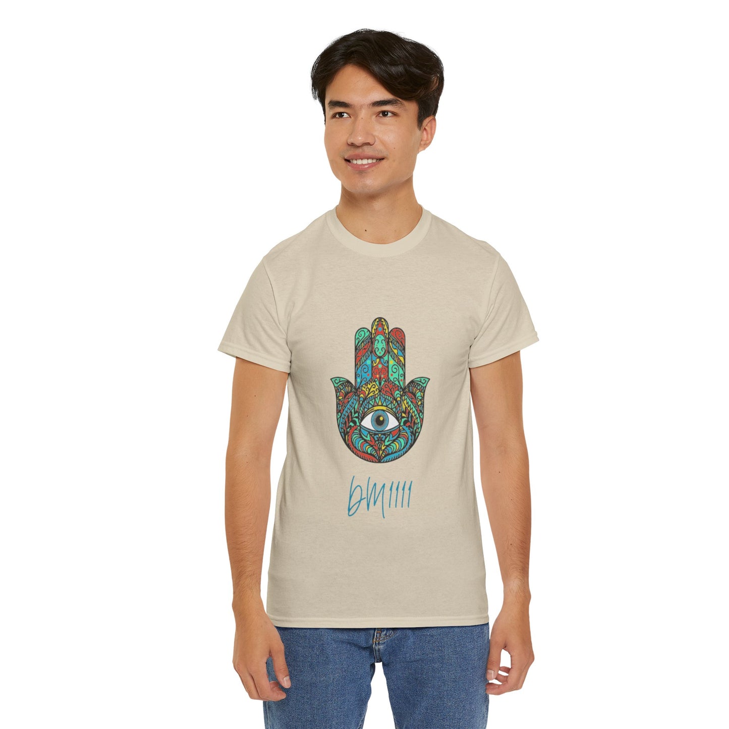 Green Hamsa Hand Eye DM1111 Unisex Heavy Cotton Tee