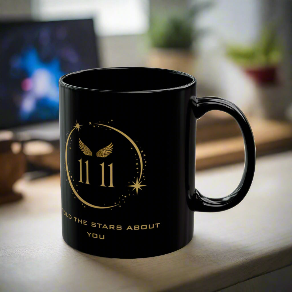 Angel 1111 Affirmation DM1111 Black Mug (11oz, 15oz)