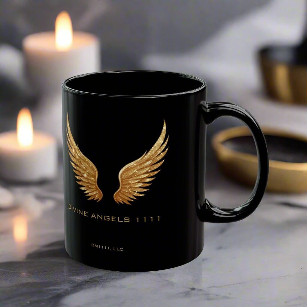 Divine Angels 1111 Official DM1111 Black Mug (11oz, 15oz)