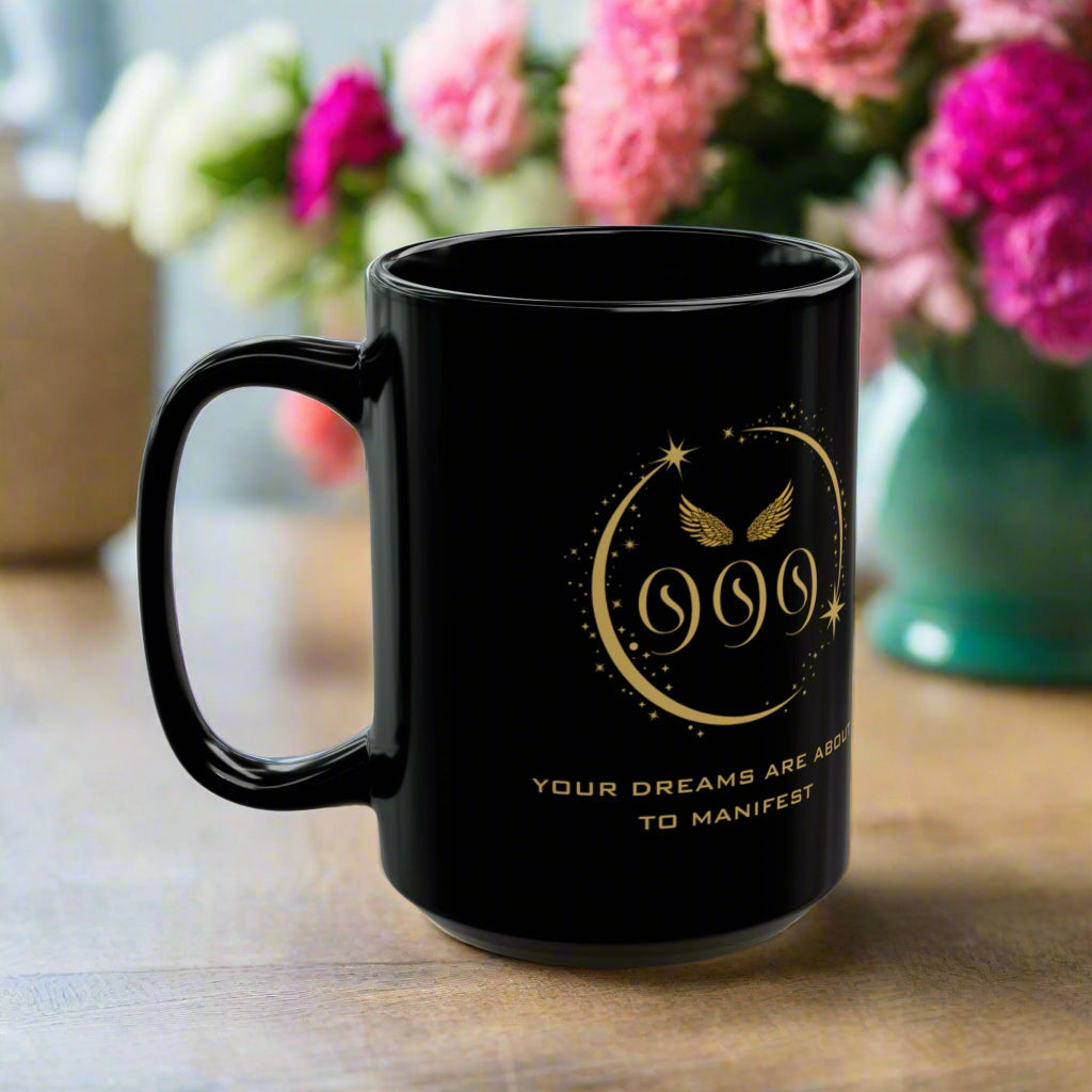 Angel 999 Affirmation DM1111 Black Mug (11oz, 15oz)
