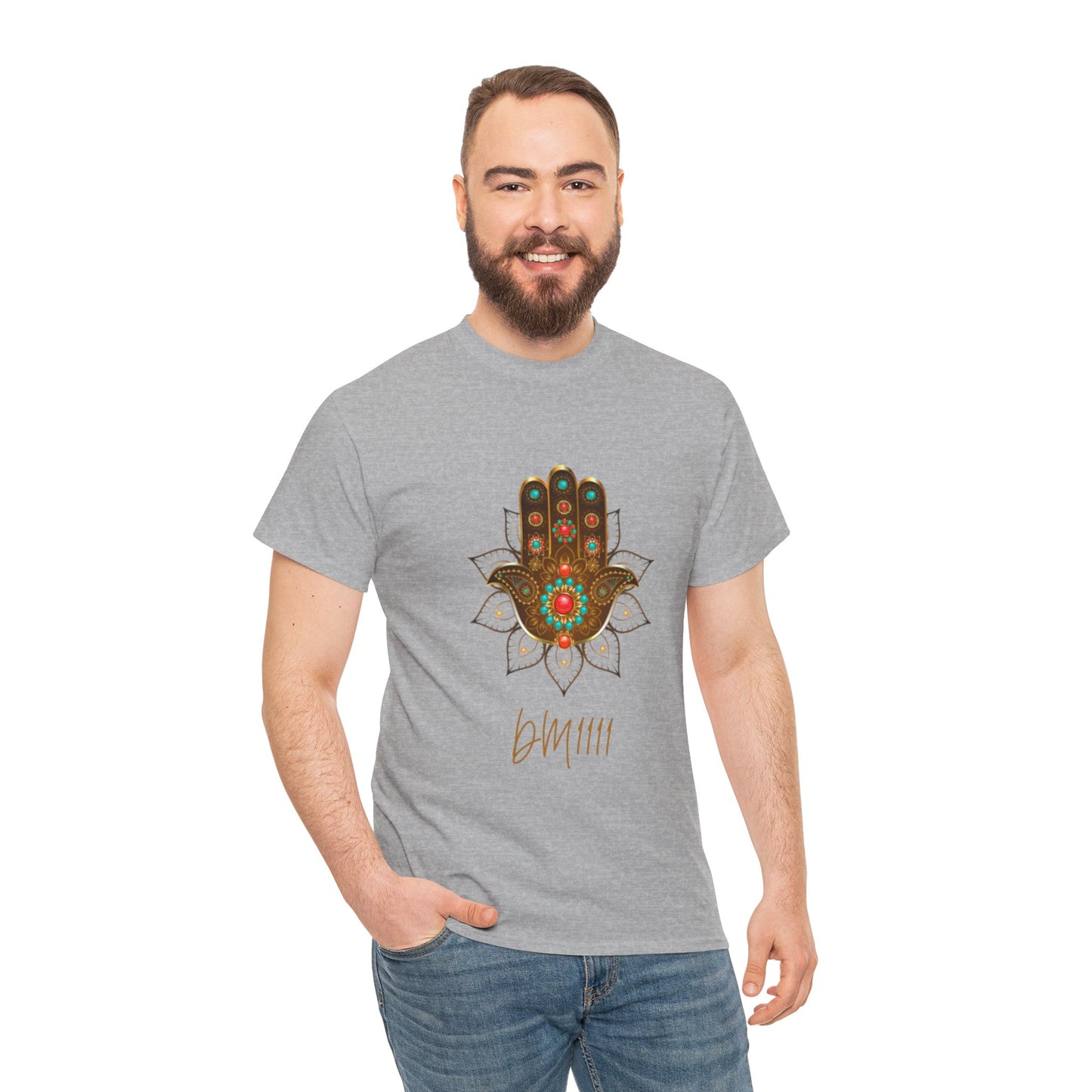 Gold Hamsa Hand DM1111 Unisex Heavy Cotton Tee