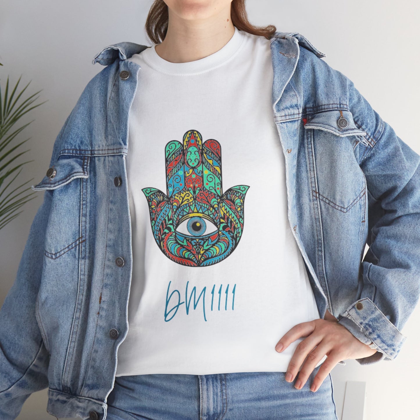 Green Hamsa Hand Eye DM1111 Unisex Heavy Cotton Tee