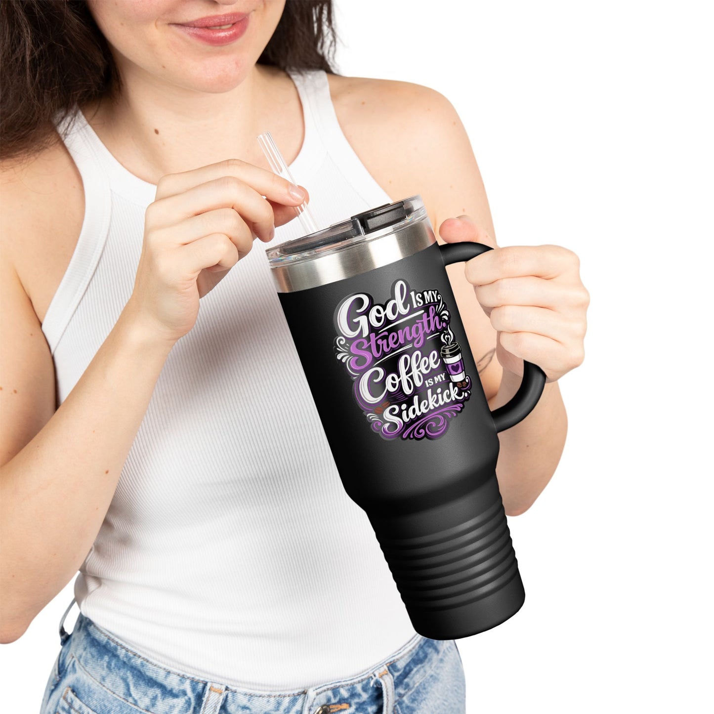Travel Mug — "God Is My Strength" 40oz Insulated Tumbler
