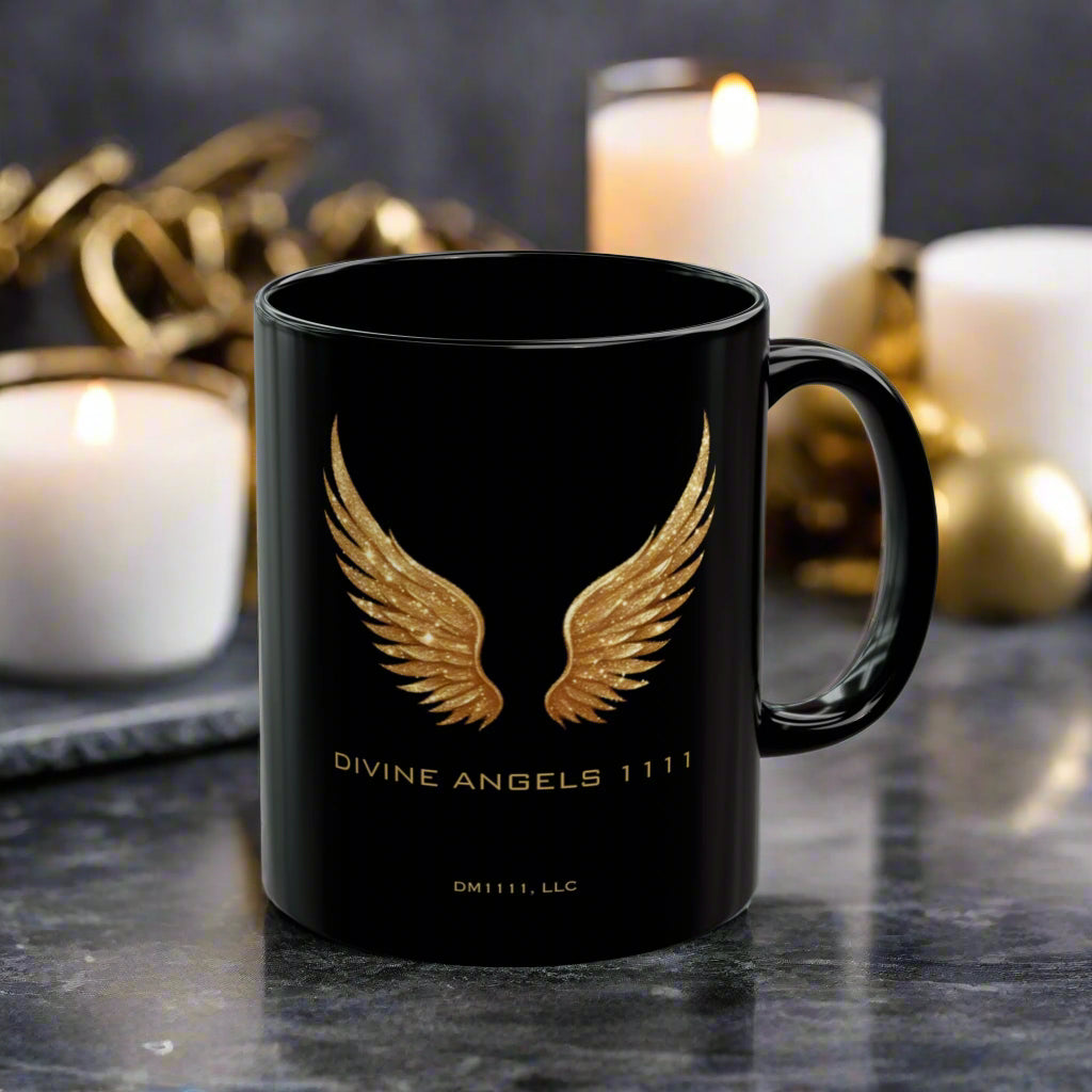 Divine Angels 1111 Official DM1111 Black Mug (11oz, 15oz)