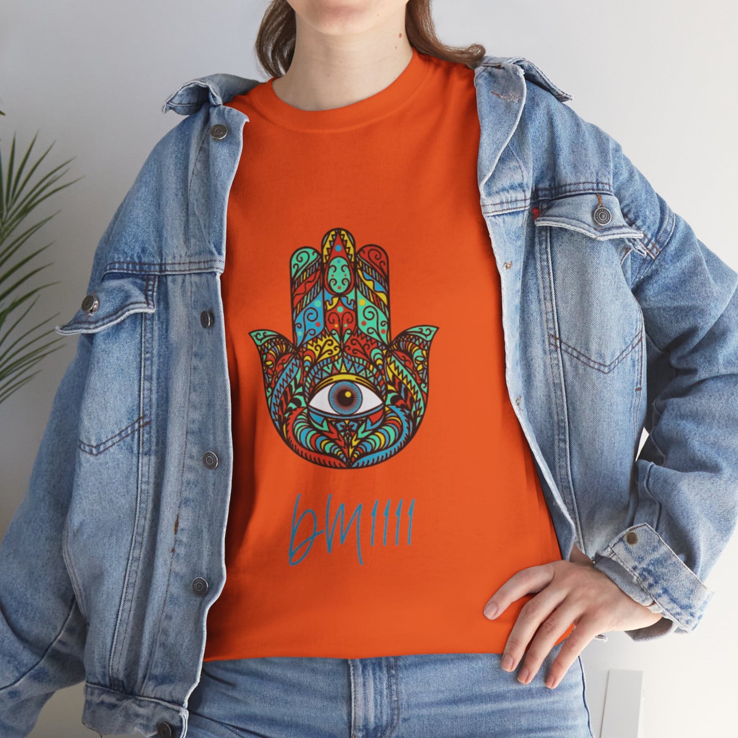 Green Hamsa Hand Eye DM1111 Unisex Heavy Cotton Tee