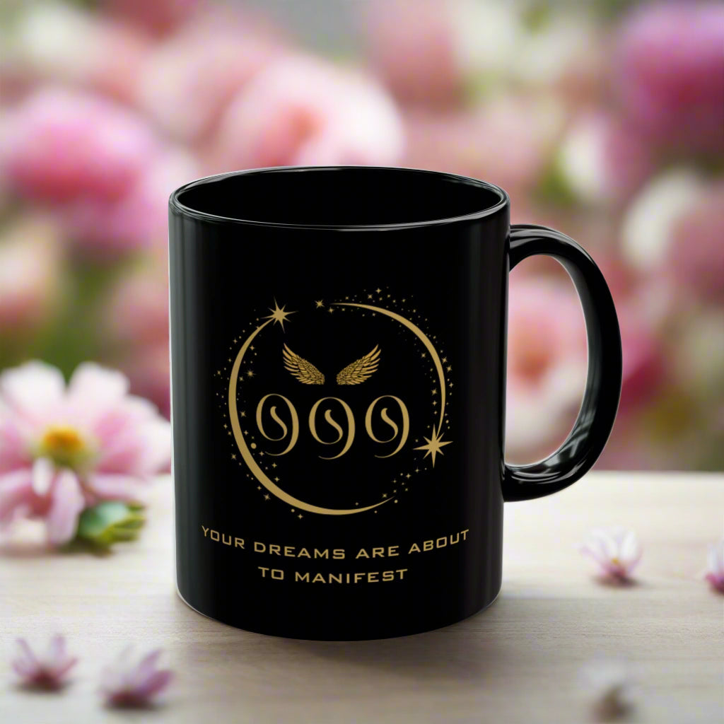 Angel 999 Affirmation DM1111 Black Mug (11oz, 15oz)