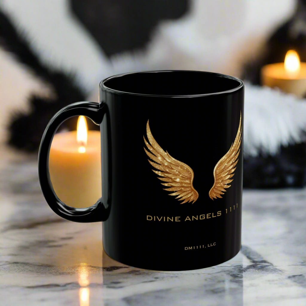 Divine Angels 1111 Official DM1111 Black Mug (11oz, 15oz)
