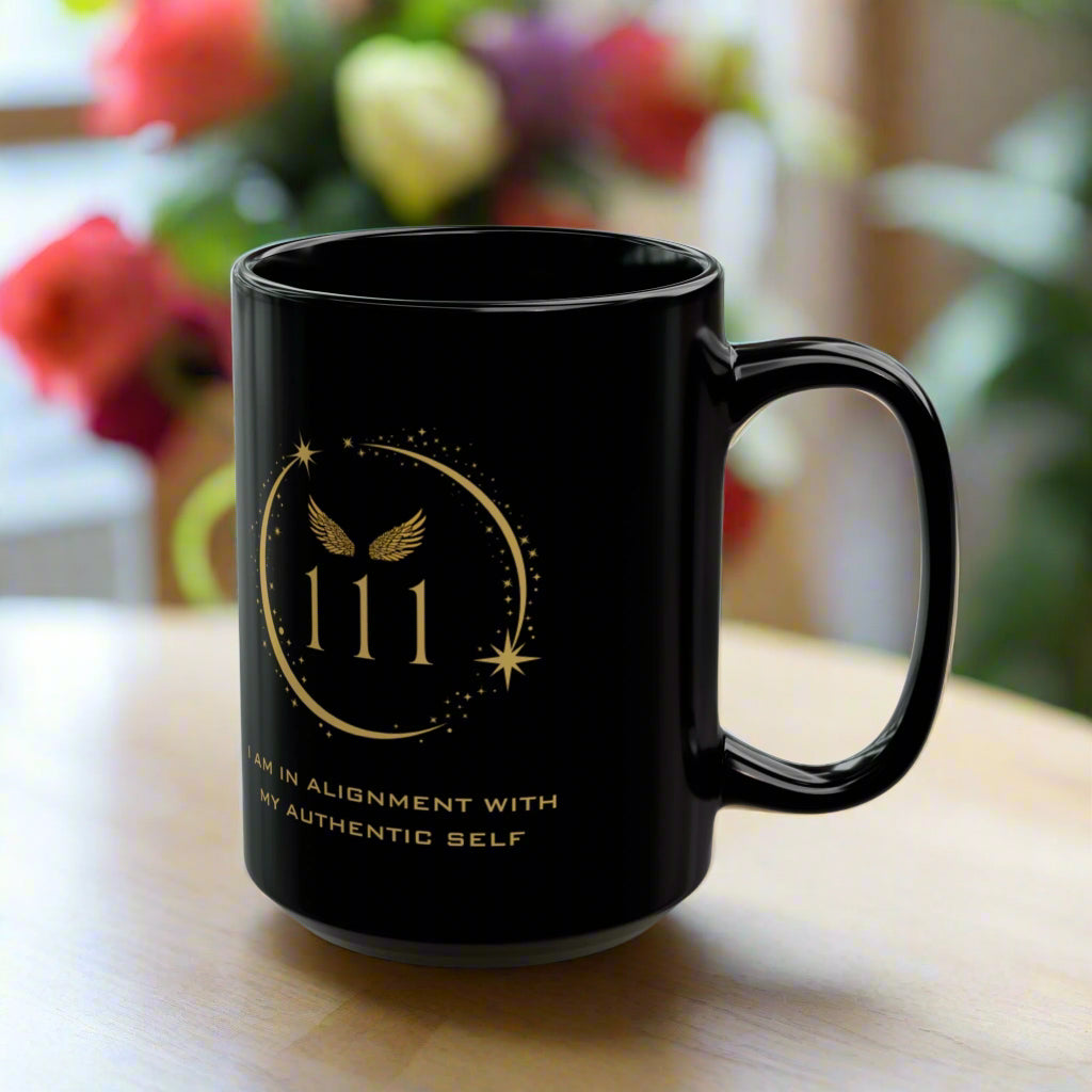 Angel 111 Affirmation DM1111 Black Mug (11oz, 15oz)