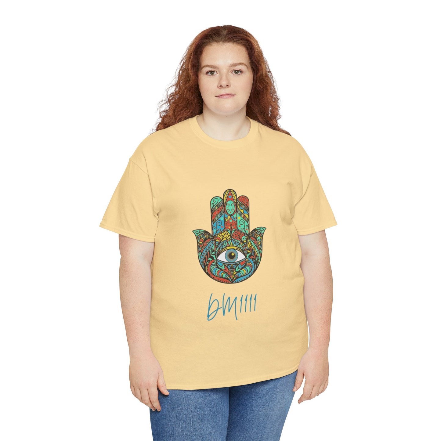 Green Hamsa Hand Eye DM1111 Unisex Heavy Cotton Tee