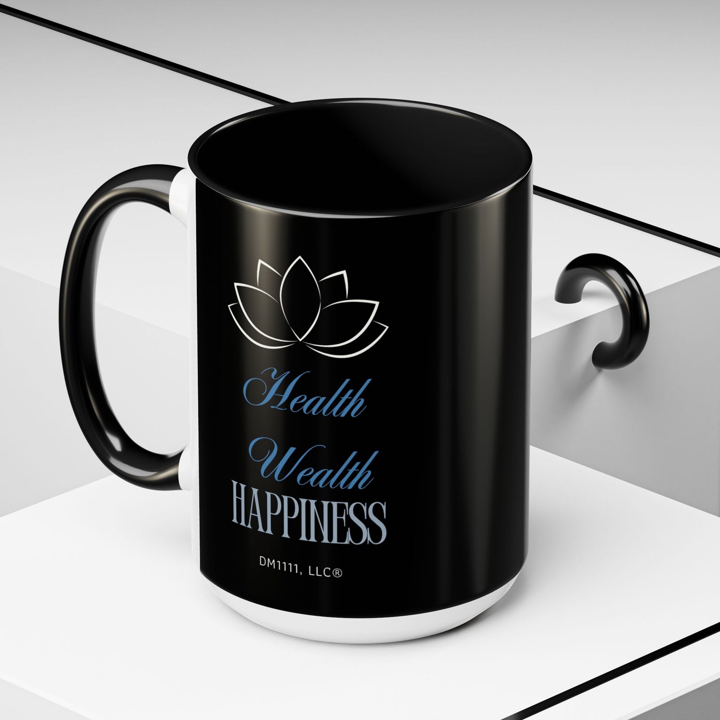DM1111 "Health, Wealth, Happiness" Accent Coffee Mug (11, 15oz)