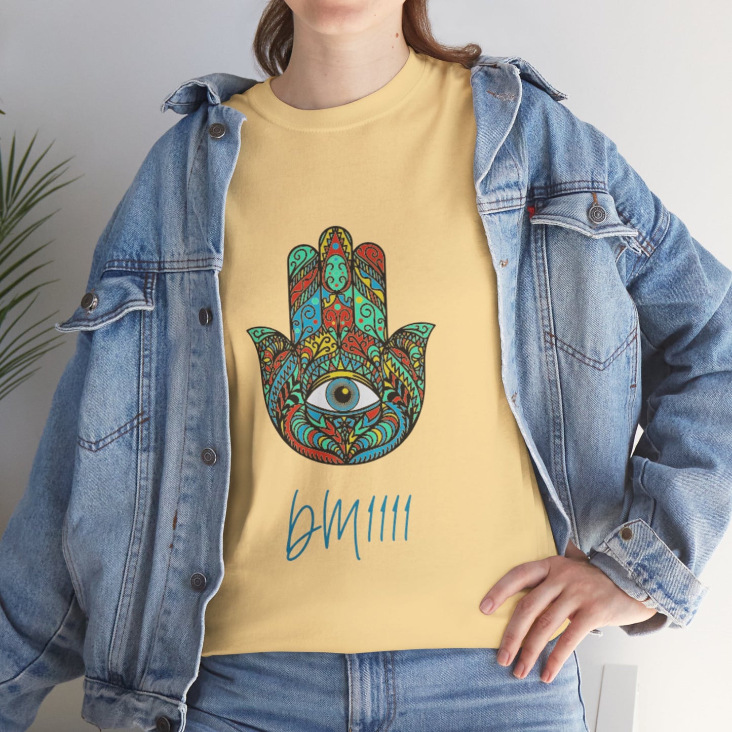 Green Hamsa Hand Eye DM1111 Unisex Heavy Cotton Tee