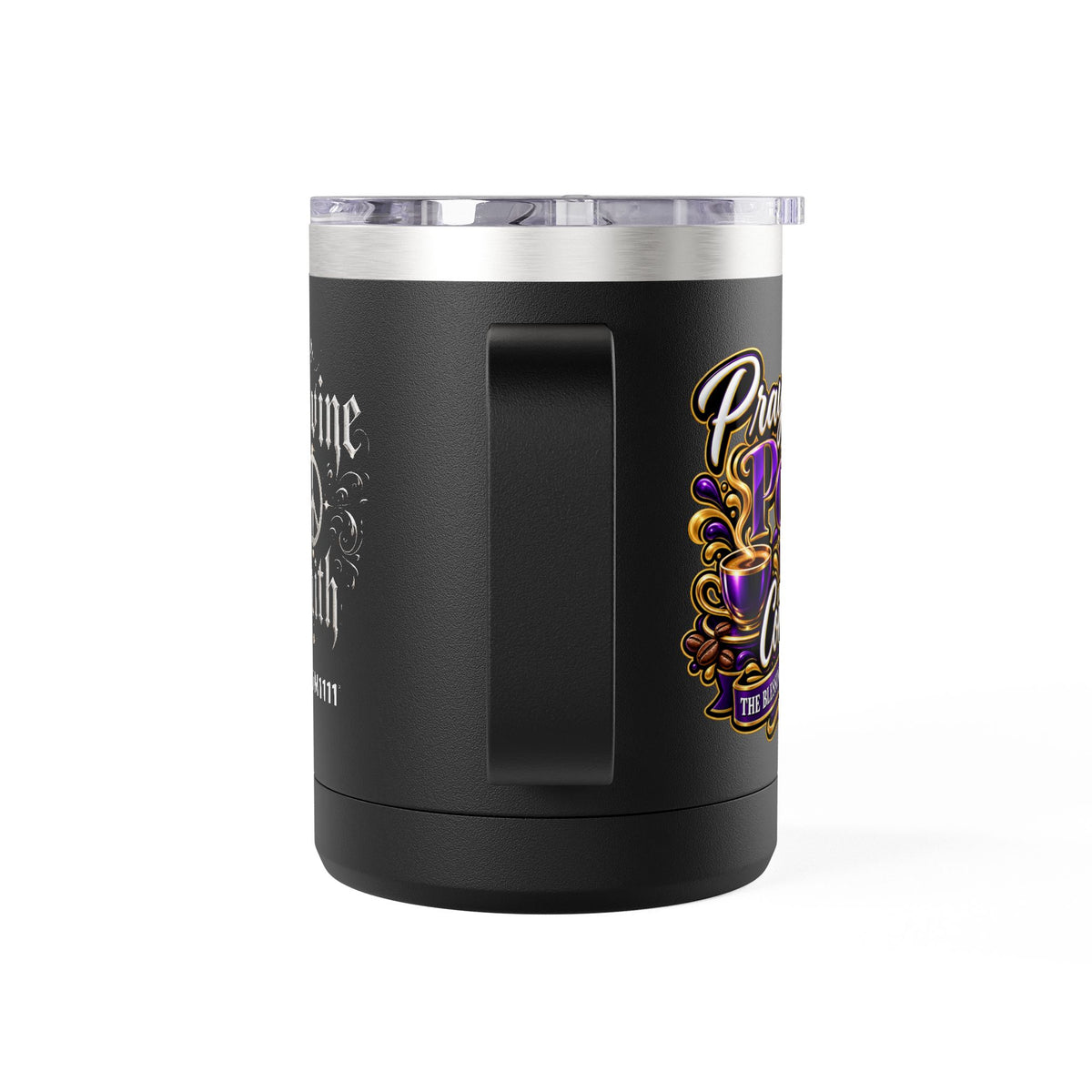 "Pray First. Pour With Confidence, DF" 15oz Insulated Travel Mug