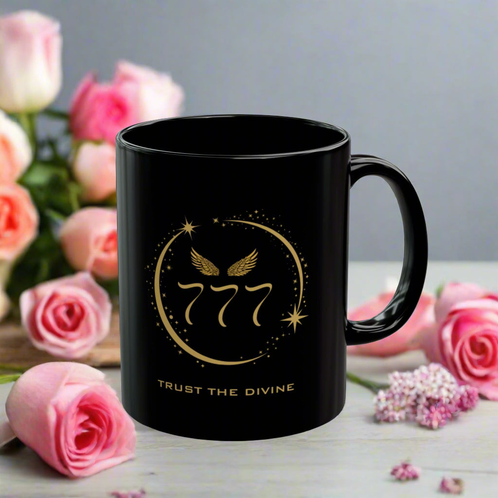 Angel 777 Affirmation DM1111 Black Mug (11oz, 15oz)