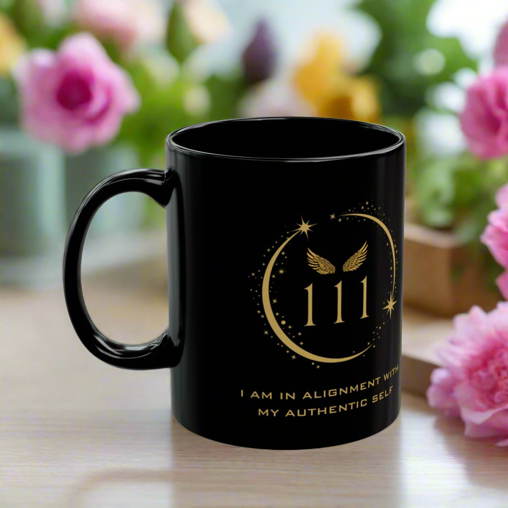 Angel 111 Affirmation DM1111 Black Mug (11oz, 15oz)