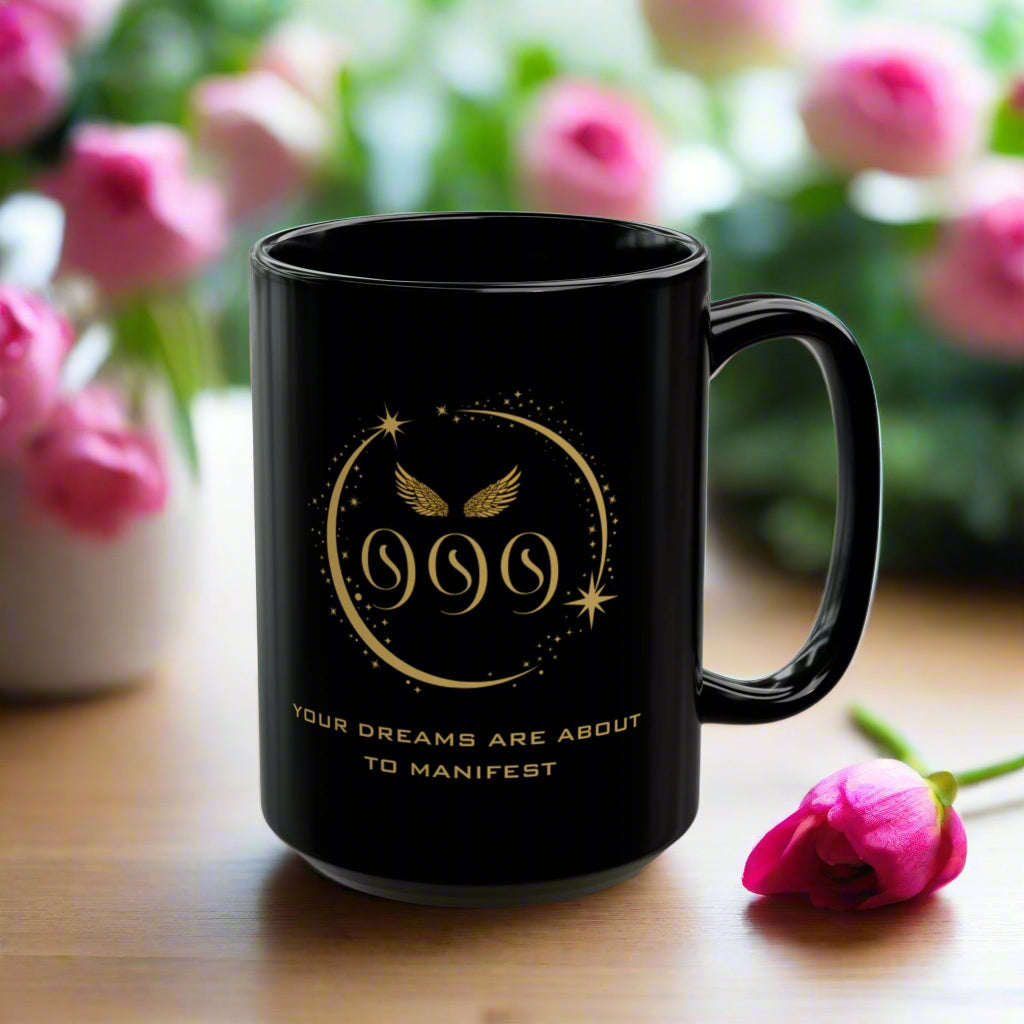 Angel 999 Affirmation DM1111 Black Mug (11oz, 15oz)