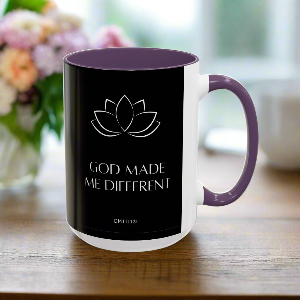 DM1111 "GOD Made Me Different" Accent Coffee Mug (11, 15oz)