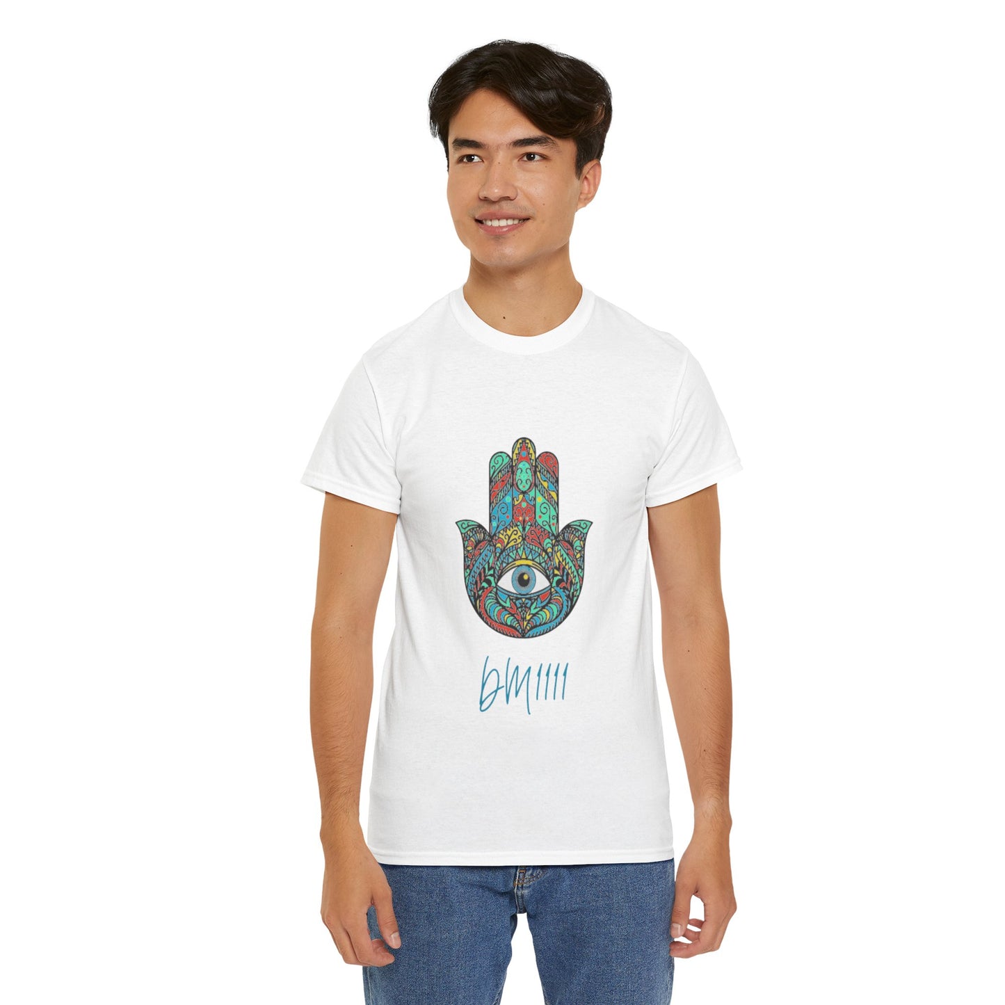 Green Hamsa Hand Eye DM1111 Unisex Heavy Cotton Tee