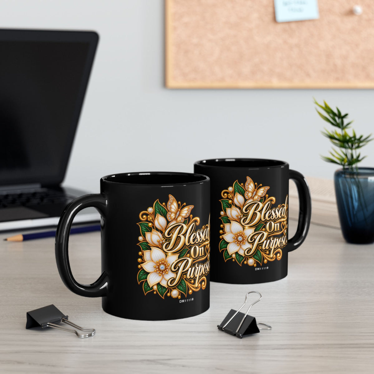 "Blessed On Purpose" Divine Faith mug (Black, 11oz/15oz)