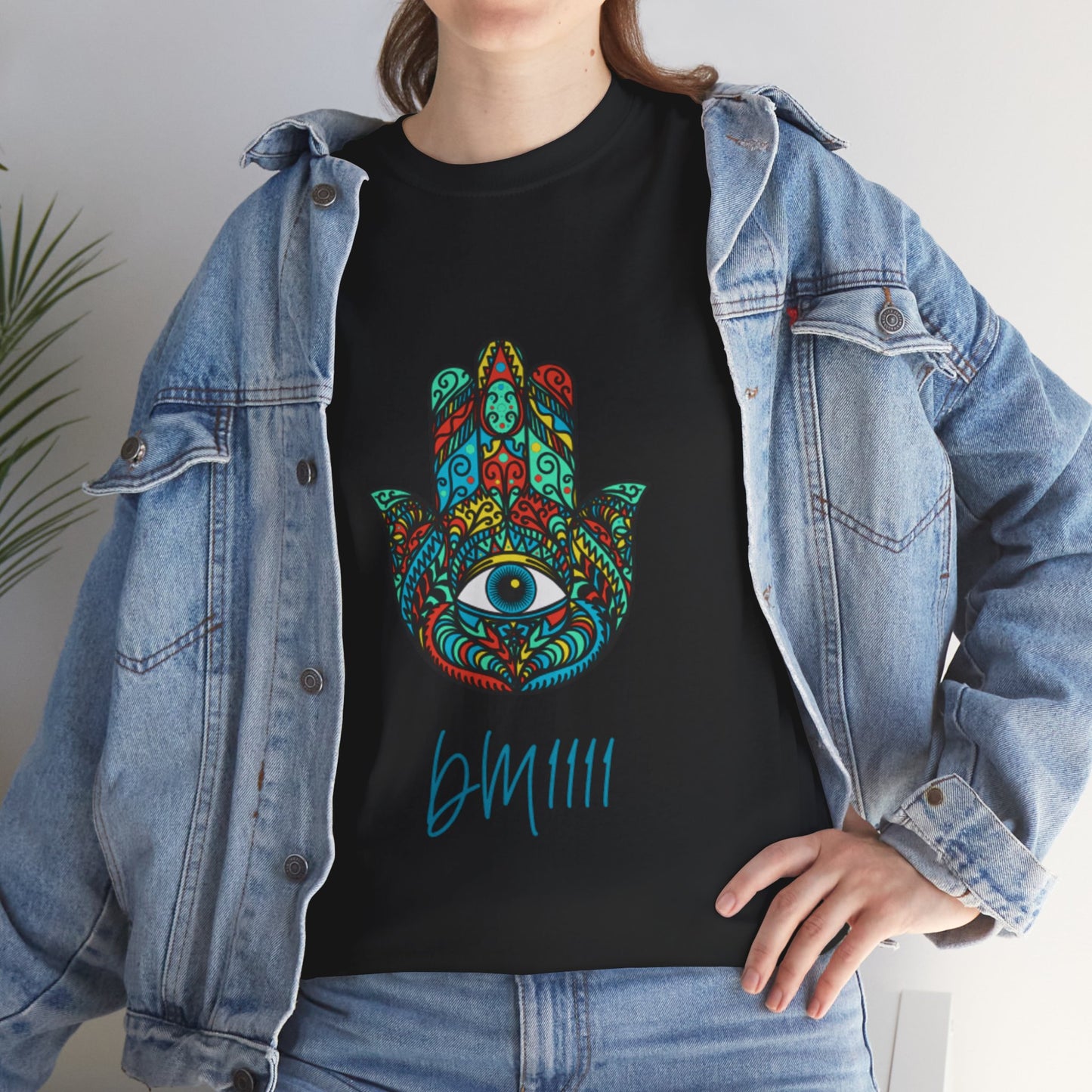Green Hamsa Hand Eye DM1111 Unisex Heavy Cotton Tee