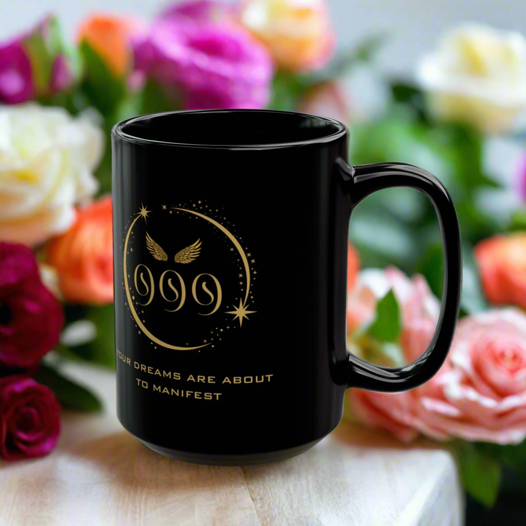 Angel 999 Affirmation DM1111 Black Mug (11oz, 15oz)