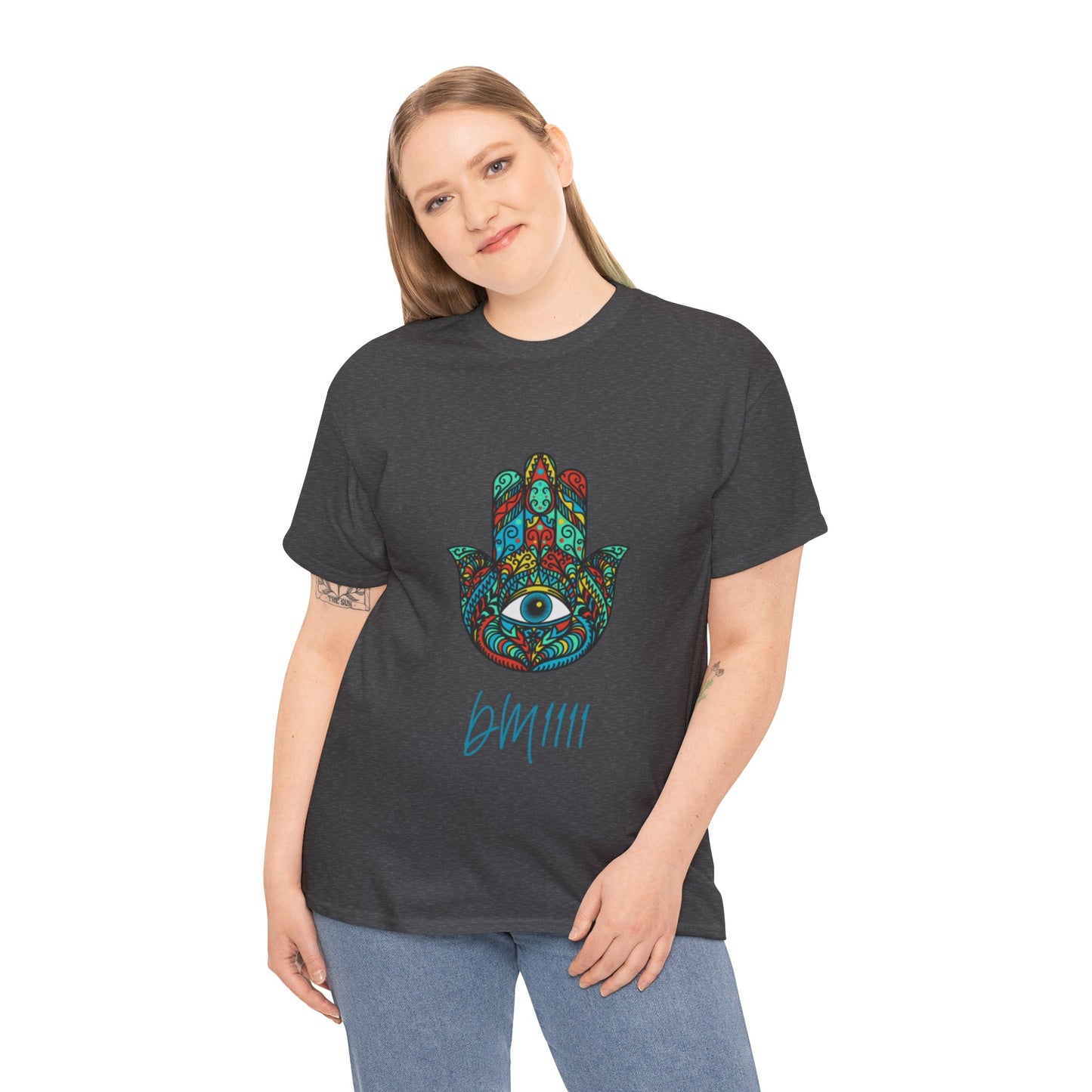 Green Hamsa Hand Eye DM1111 Unisex Heavy Cotton Tee
