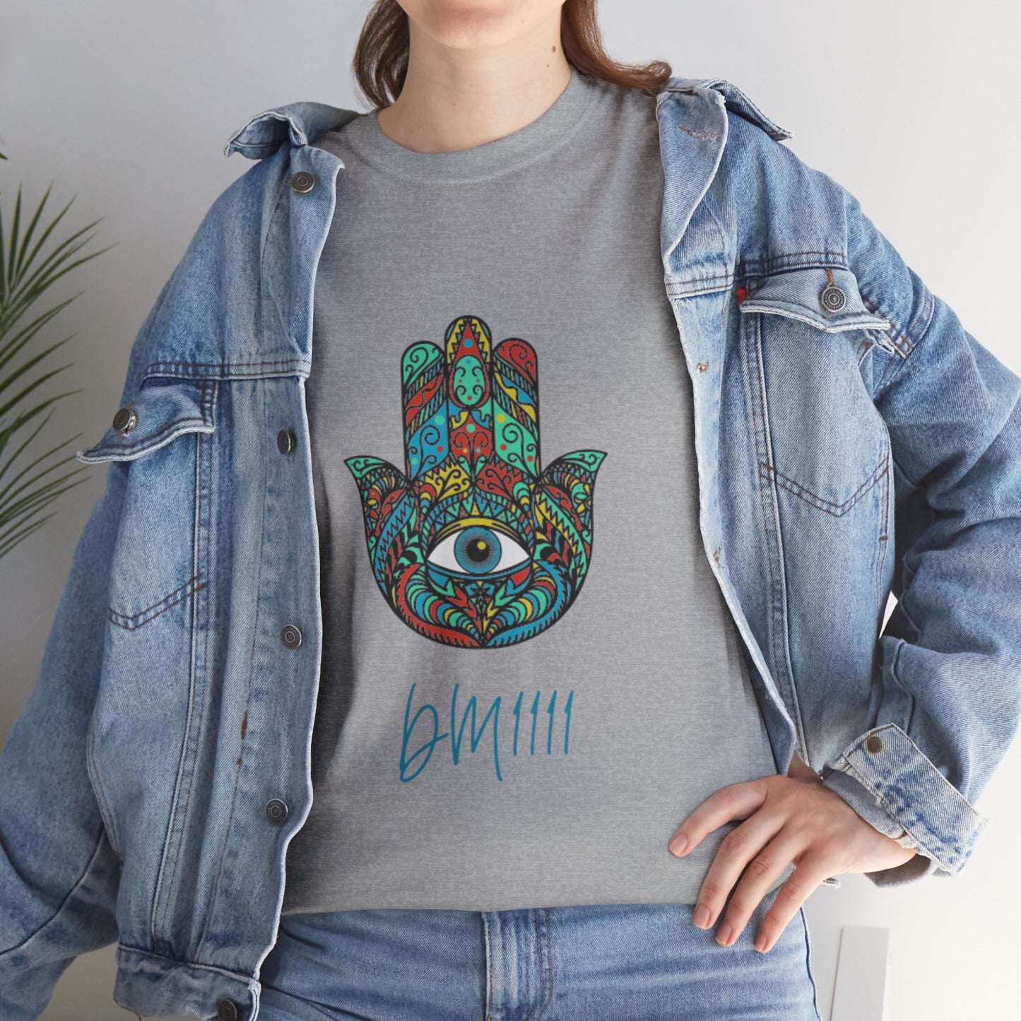 Green Hamsa Hand Eye DM1111 Unisex Heavy Cotton Tee