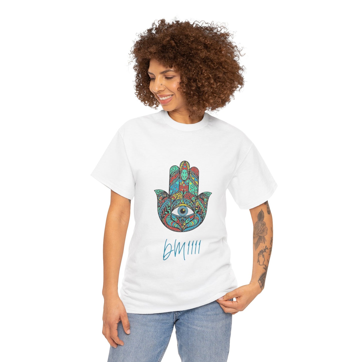 Green Hamsa Hand Eye DM1111 Unisex Heavy Cotton Tee