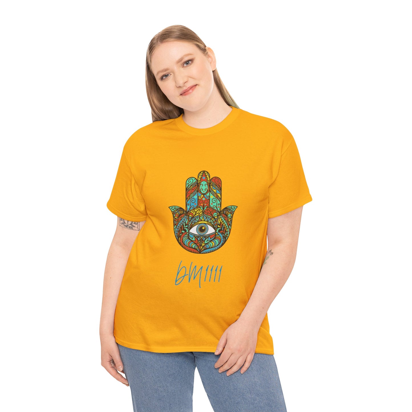 Green Hamsa Hand Eye DM1111 Unisex Heavy Cotton Tee