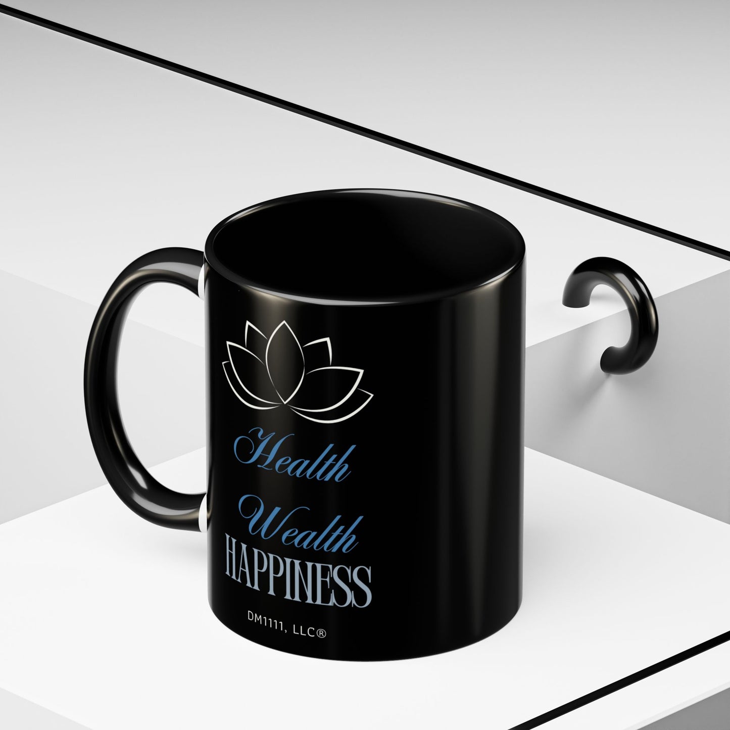 DM1111 "Health, Wealth, Happiness" Accent Coffee Mug (11, 15oz)