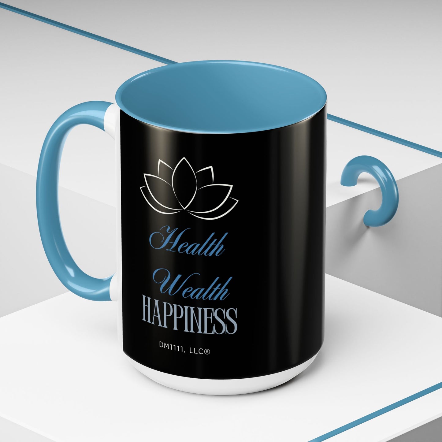 DM1111 "Health, Wealth, Happiness" Accent Coffee Mug (11, 15oz)