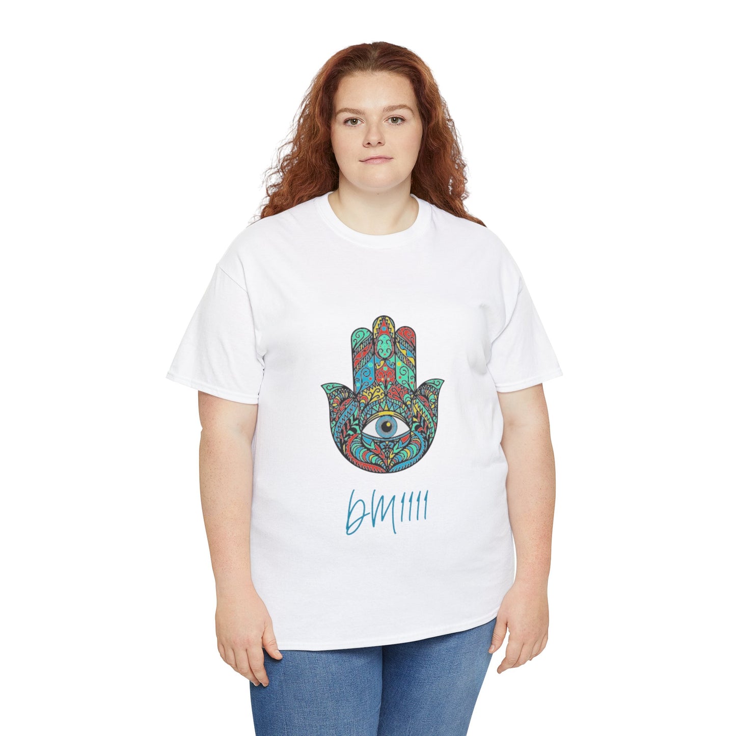 Green Hamsa Hand Eye DM1111 Unisex Heavy Cotton Tee
