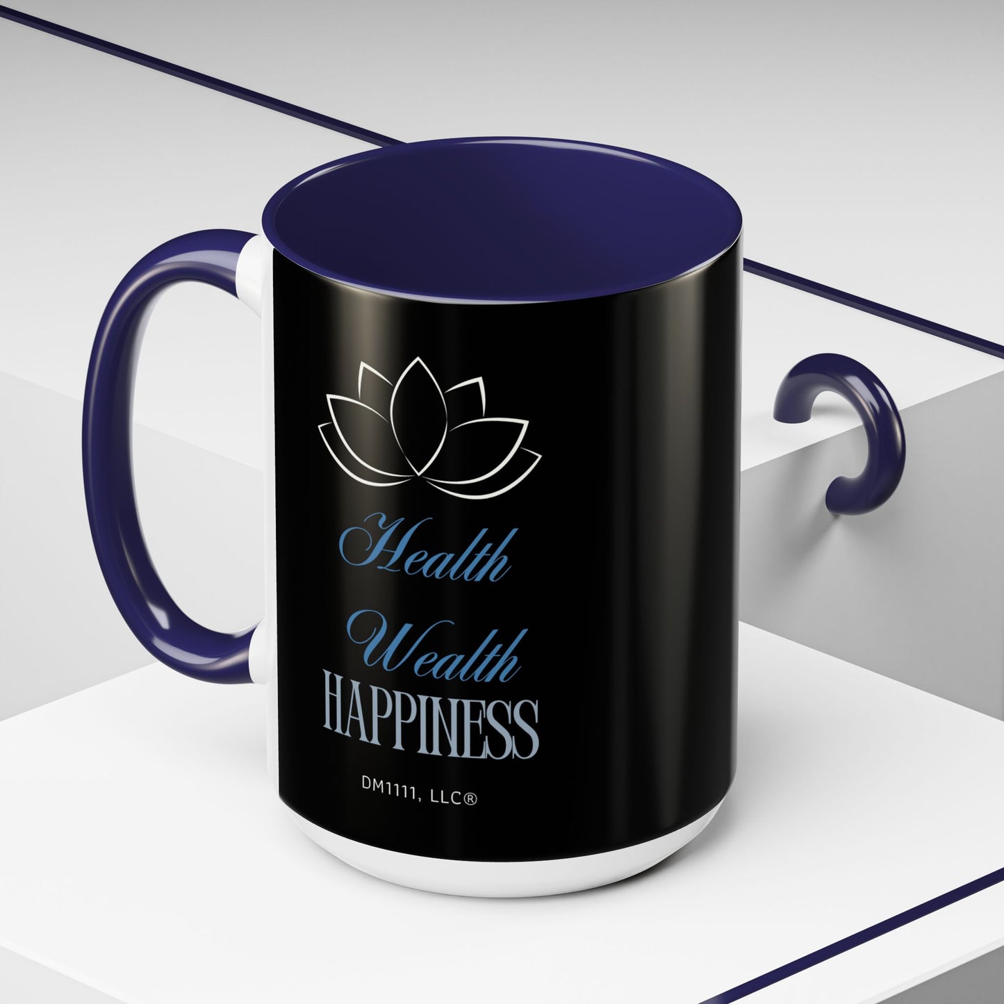 DM1111 "Health, Wealth, Happiness" Accent Coffee Mug (11, 15oz)