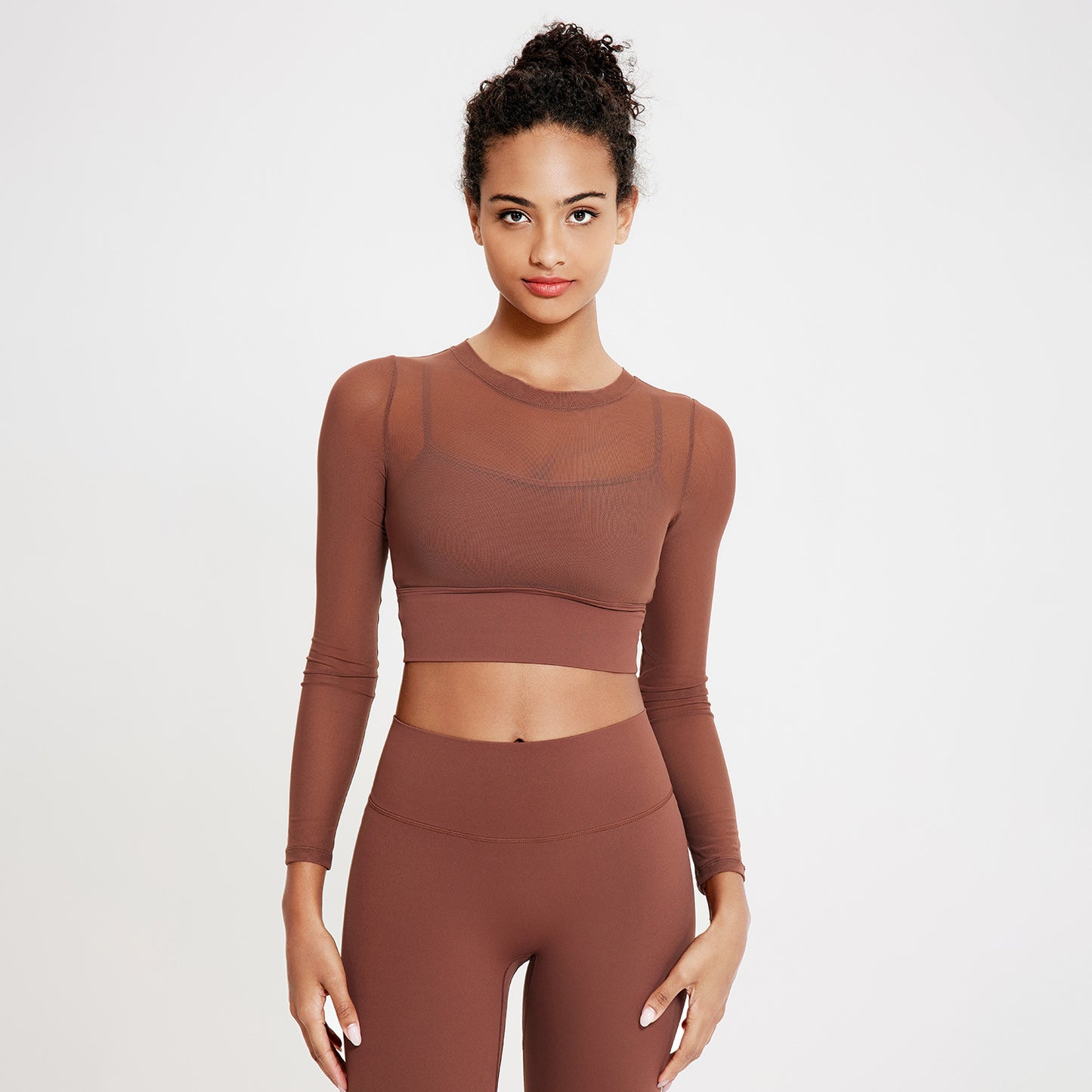 Sexy Mesh Round Neck Yoga Set