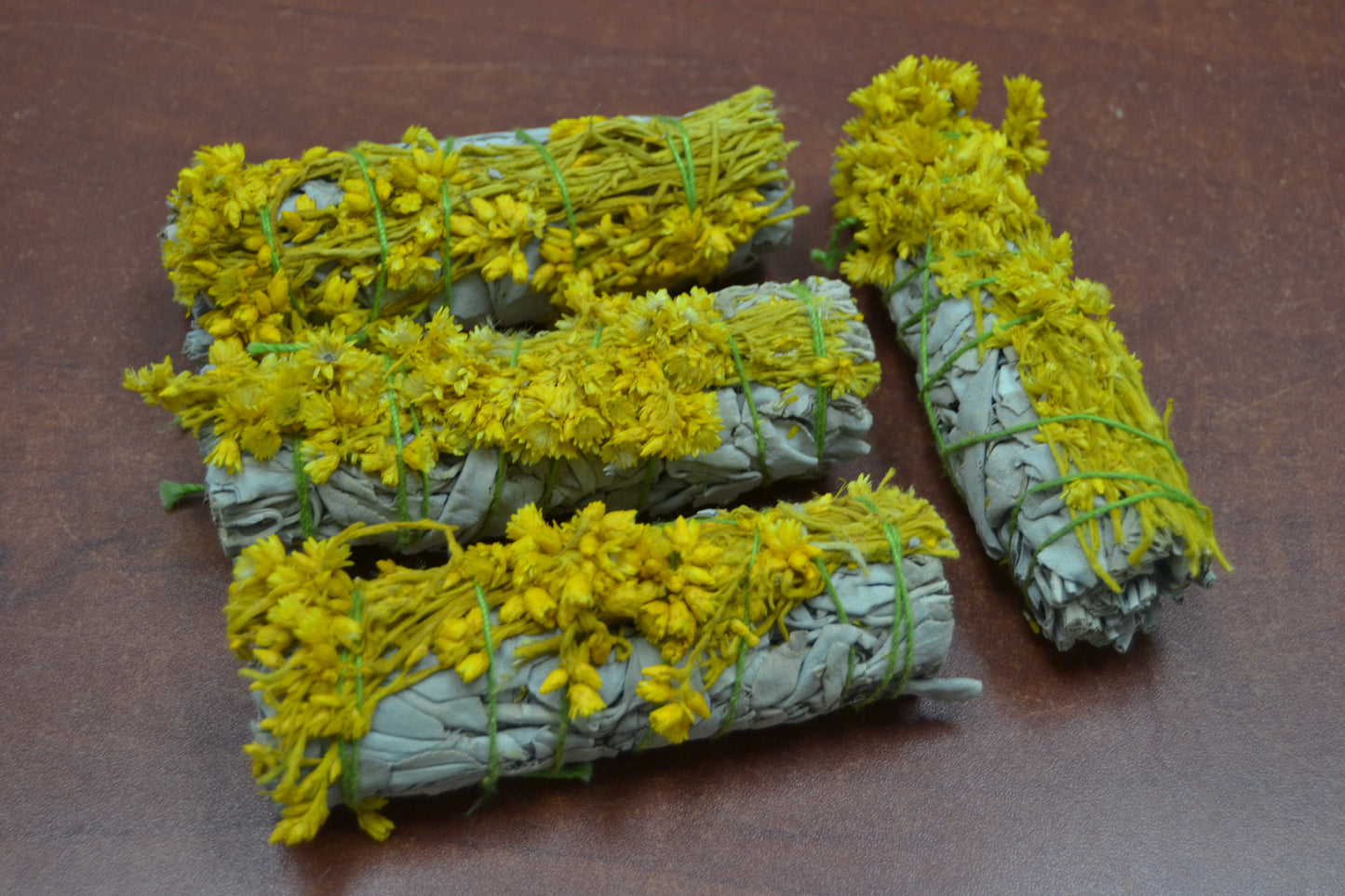 4 Pcs White Sage + Yellow Milacea Bundle Smudge