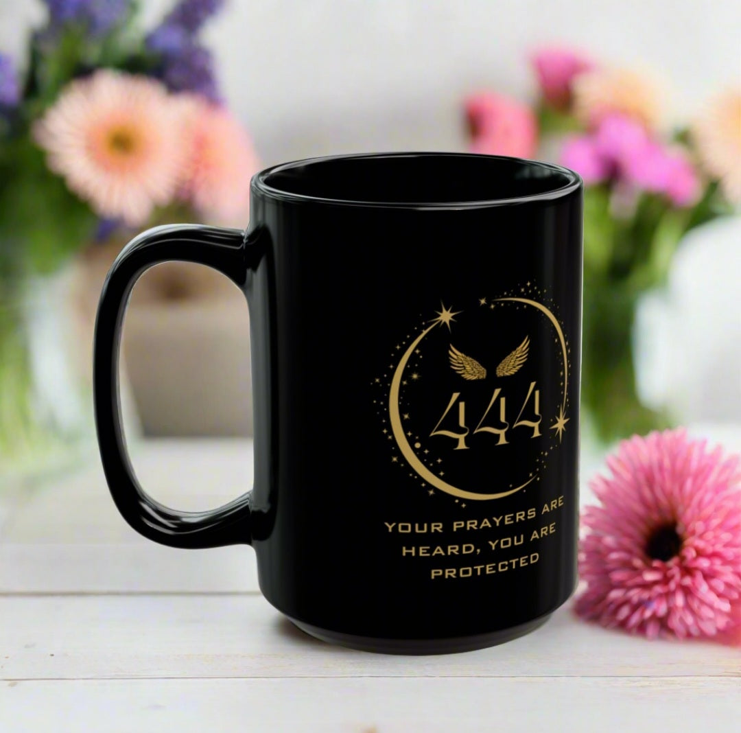 Angel 444 Affirmation DM1111 Black Mug (11oz, 15oz)