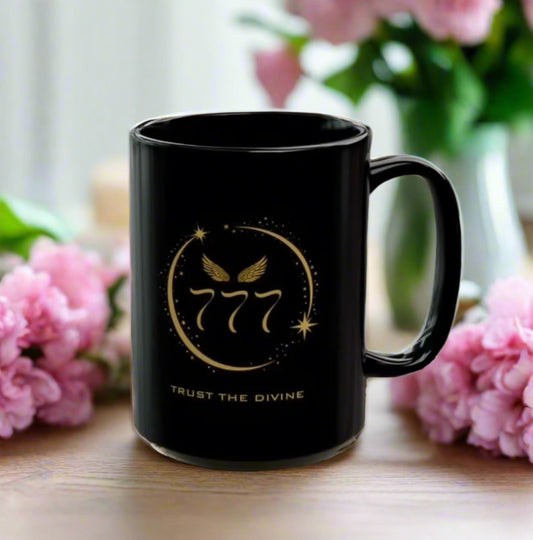 Angel 777 Affirmation DM1111 Black Mug (11oz, 15oz)