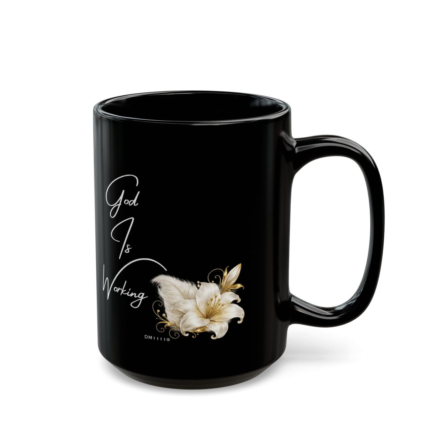 "God Is Working" Divine Faith mug (Black, 11oz/15oz)