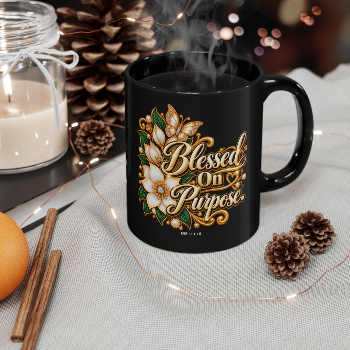 "Blessed On Purpose" Divine Faith mug (Black, 11oz/15oz)