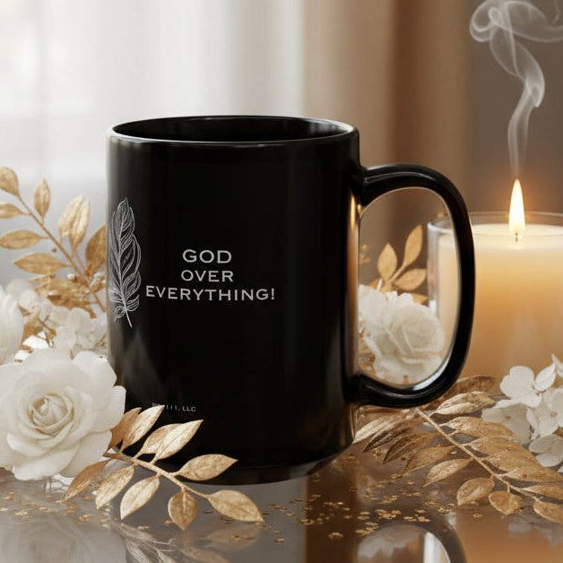 DM1111 "God Over Everything" Black Mug (11oz, 15oz)