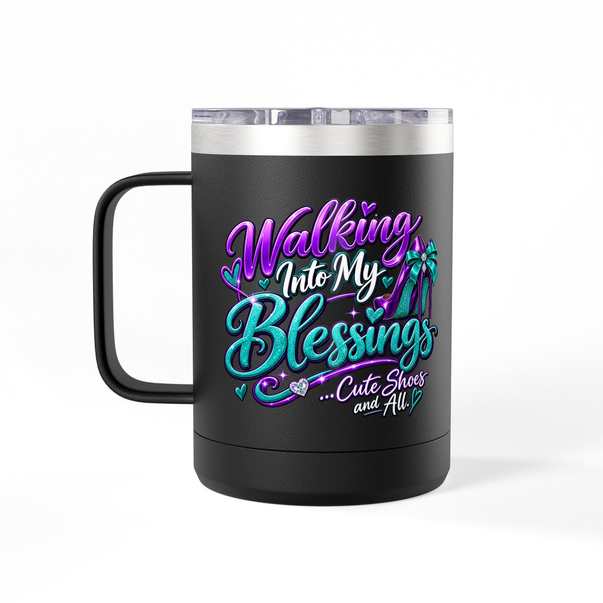 "Walking Into My Blessings, DF" 15oz Insulated Travel Mug